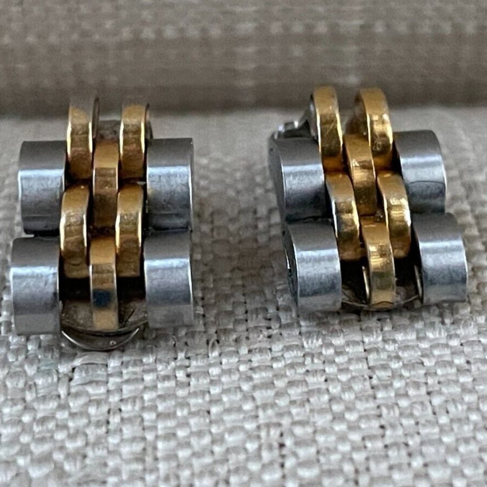 Women Vintage Earrings silver/Gold Tone Band Link Stud Fashion Ear Jewelry